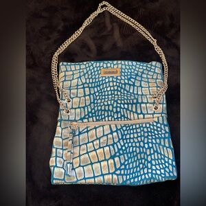 Pietro Alessandro Blue and Gold Patterned Crossbody Bag